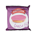 Roze koek verpakt