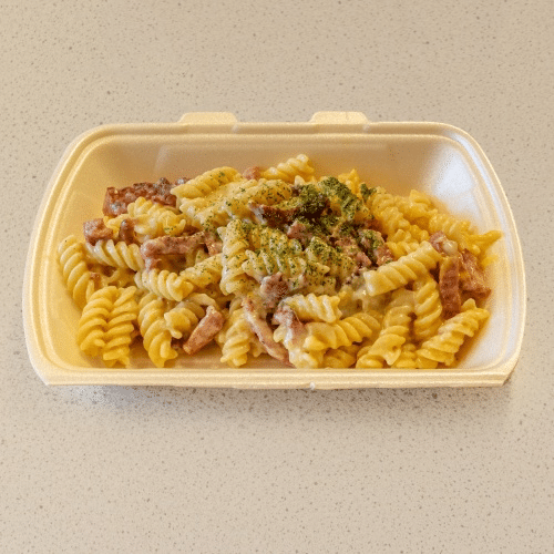 Pasta carbonara met kalkoen